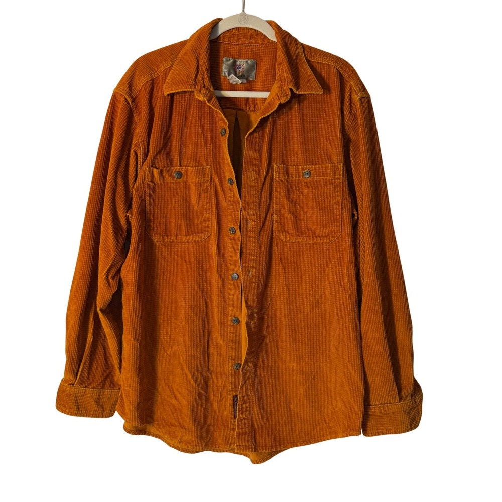 The Territory Ahead Mens Large Orange Waffle Corduroy Button Down Shirt Cotton